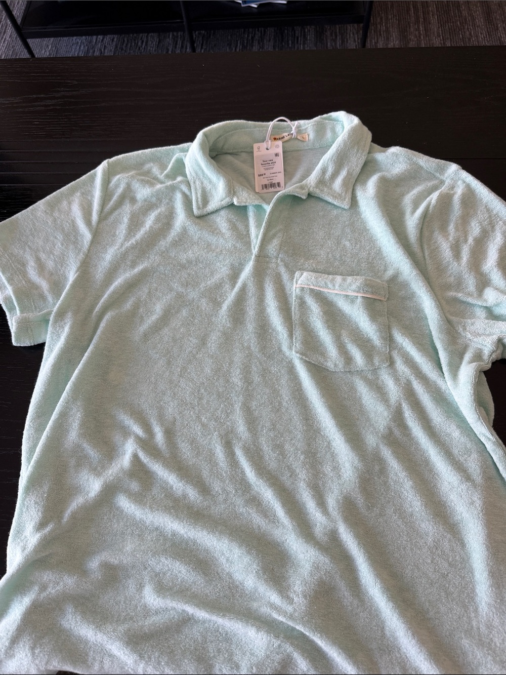 Marine Layer Light Seafoam Terry Polo Shirt NWT - Picture 2 of 5